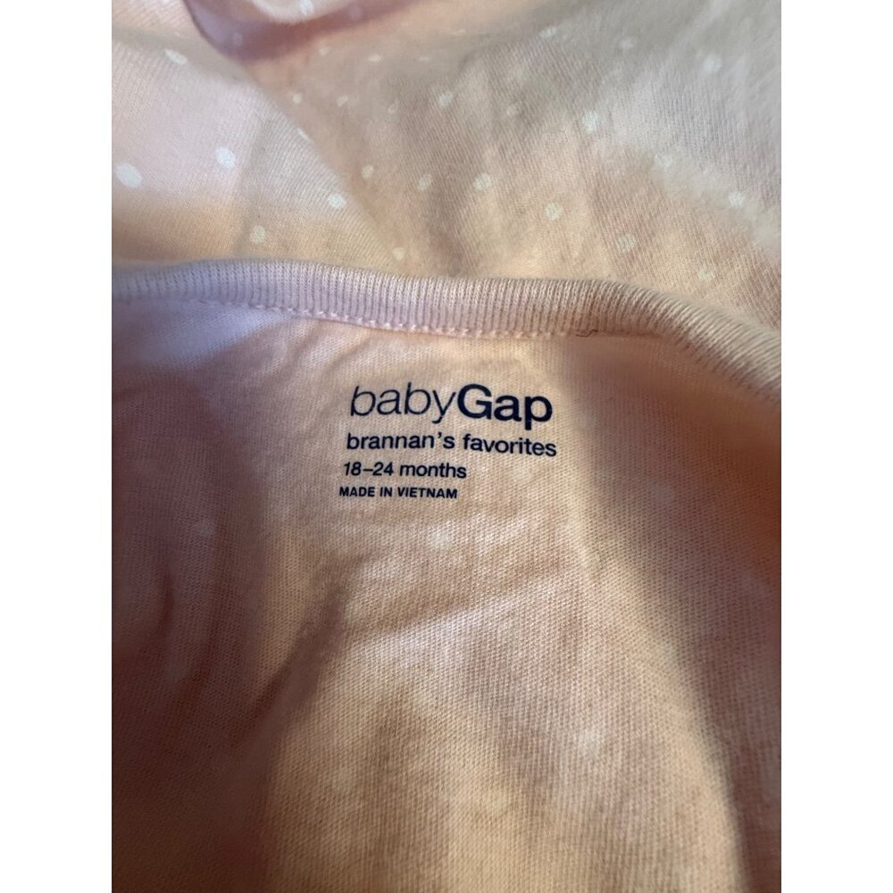 Baby Gap Long-Sleeve Pink Polka Dot Bunny Graphic Bodysuit 18-24 Months - Picture 5 of 5